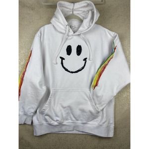 MJ Apparel Activewear Womens Size 2XL White Happy Smile Face /Rainbow Hoodie